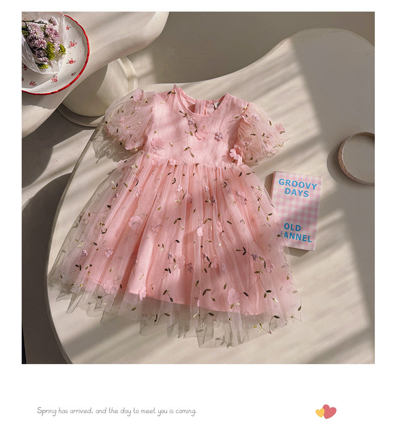 Vestido Rosa Flores, mariposas, bosque encantado🌸 1186