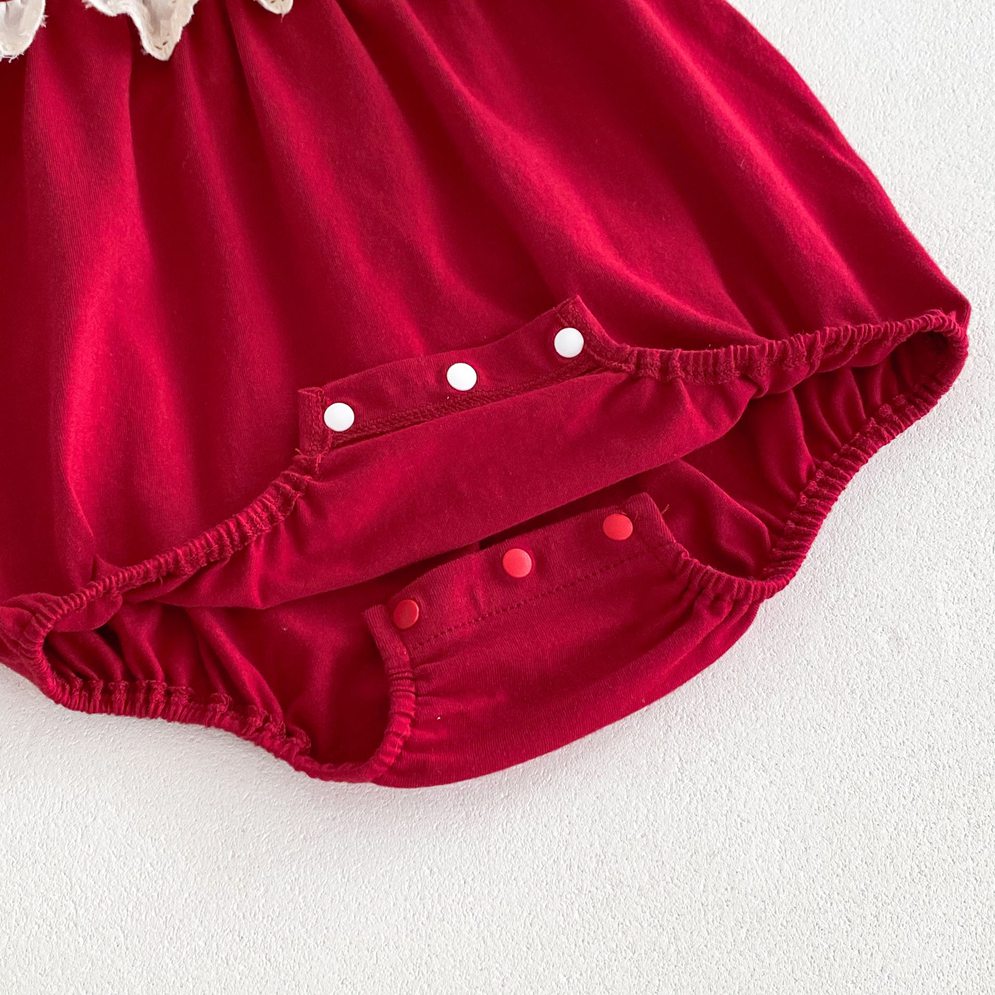Body rojo , mameluco, cuello Peter pan, algodón, navidad,🍒 1093