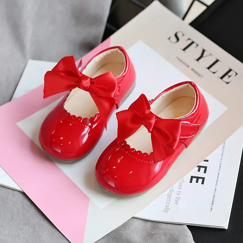 Zapatitos, calzado, charol, con moño, blanco, rojo, rosa Cod 20018