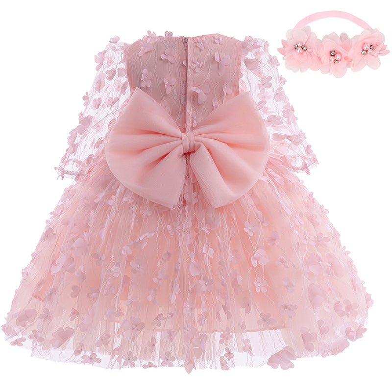 Vestido Rosa, blanco, flores, mariposas, bosque encantado,Bautismo, Cortejo