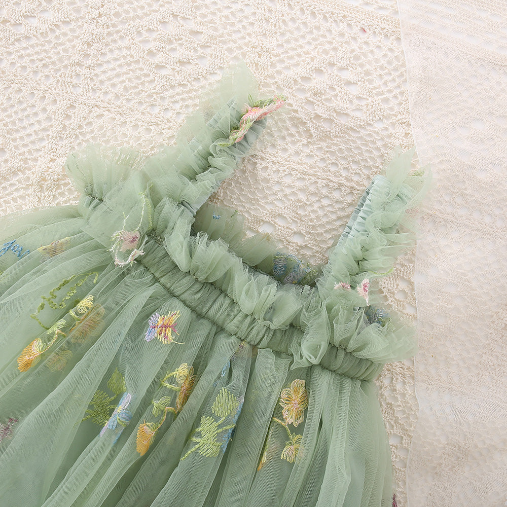 Vestido Verde, flores, tull💚 1219