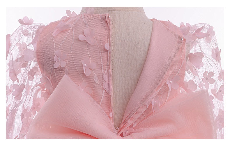 Vestido Rosa, blanco, flores, mariposas, bosque encantado,Bautismo, Cortejo
