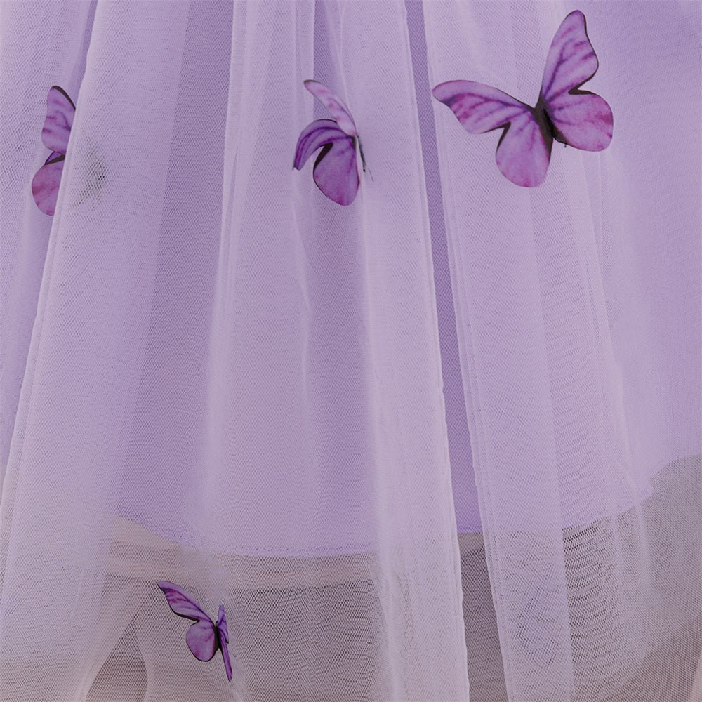 Vestido Lila Mariposas, manga princesa