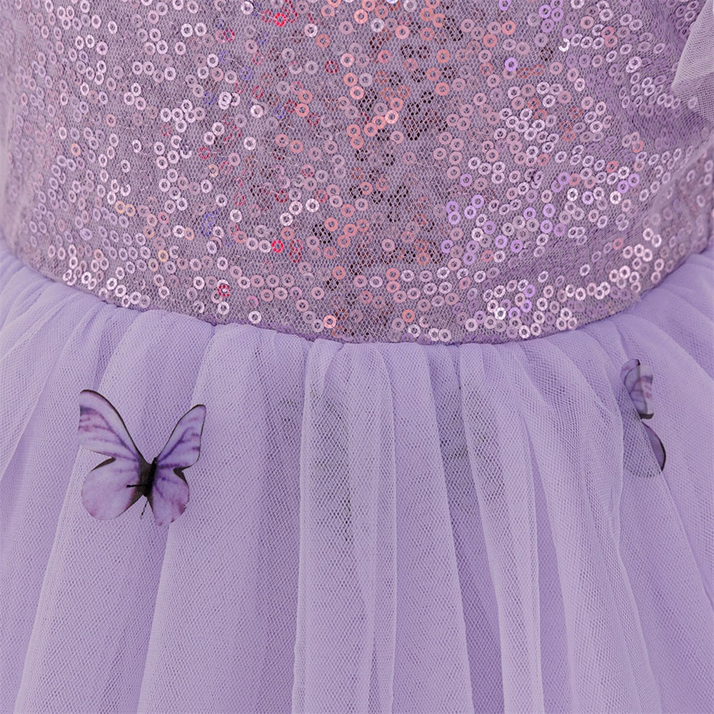 Vestido Lila Mariposas, manga princesa