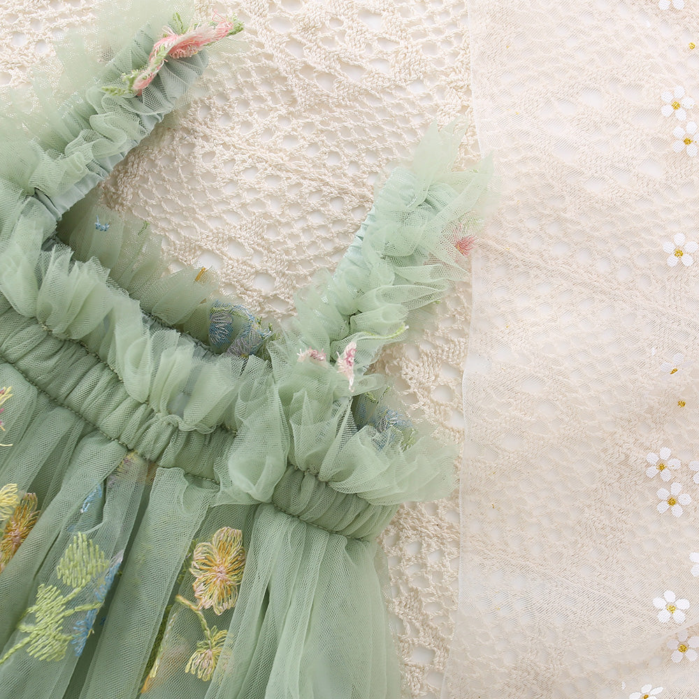 Vestido Verde, flores, tull💚 1219