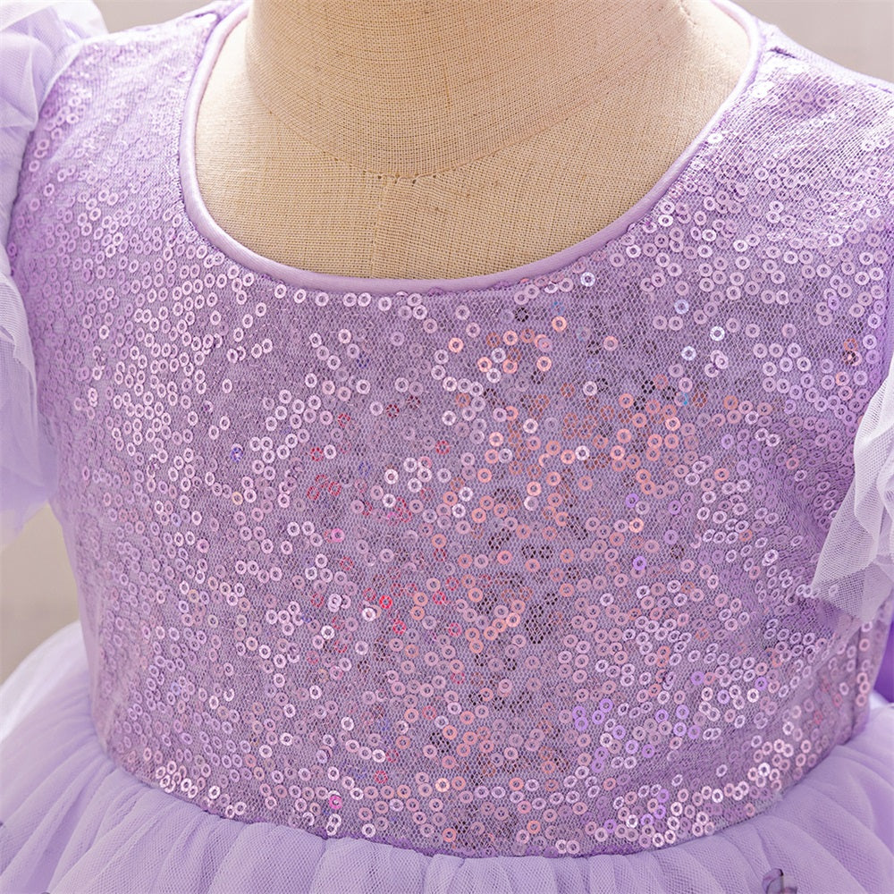 Vestido Lila Mariposas, manga princesa