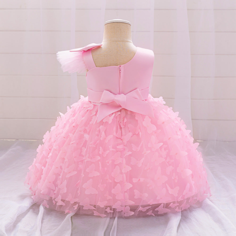 Vestido Rosa Mariposas Elegante