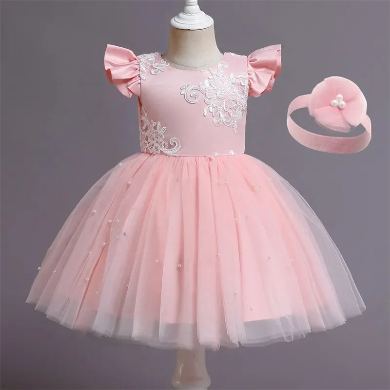 Vestido Rosa con detalles bordados