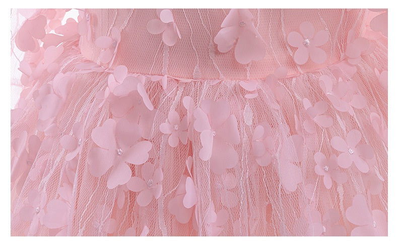 Vestido Rosa, blanco, flores, mariposas, bosque encantado,Bautismo, Cortejo