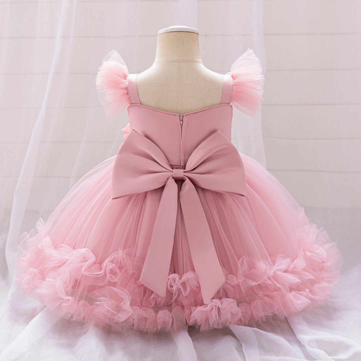 Vestido Rosa Vieja, Flores, brillos