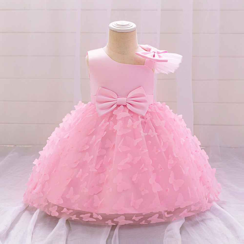 Vestido Rosa Mariposas Elegante