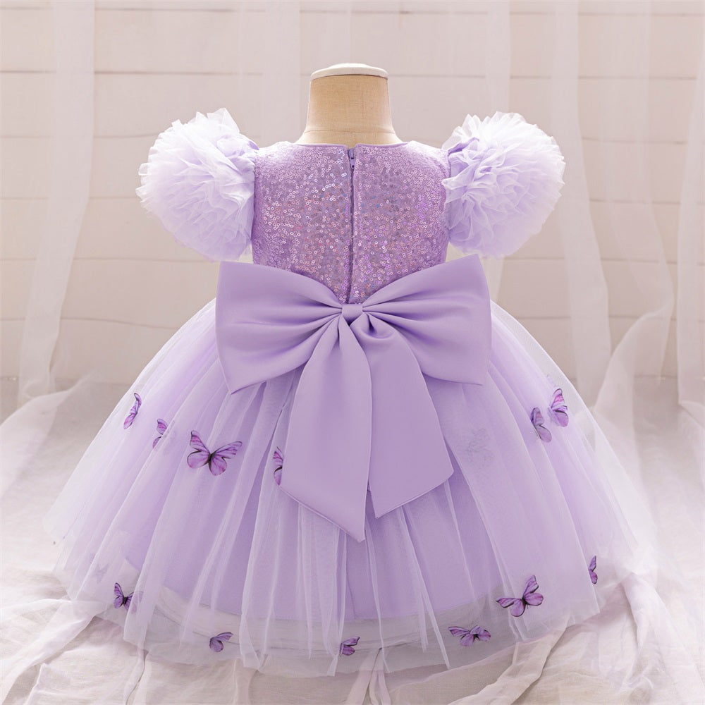 Vestido Lila Mariposas, manga princesa