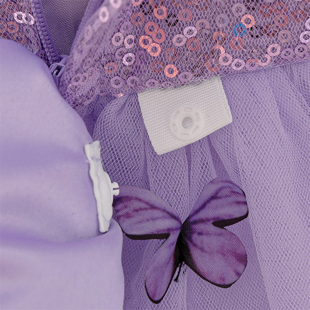 Vestido Lila Mariposas, manga princesa