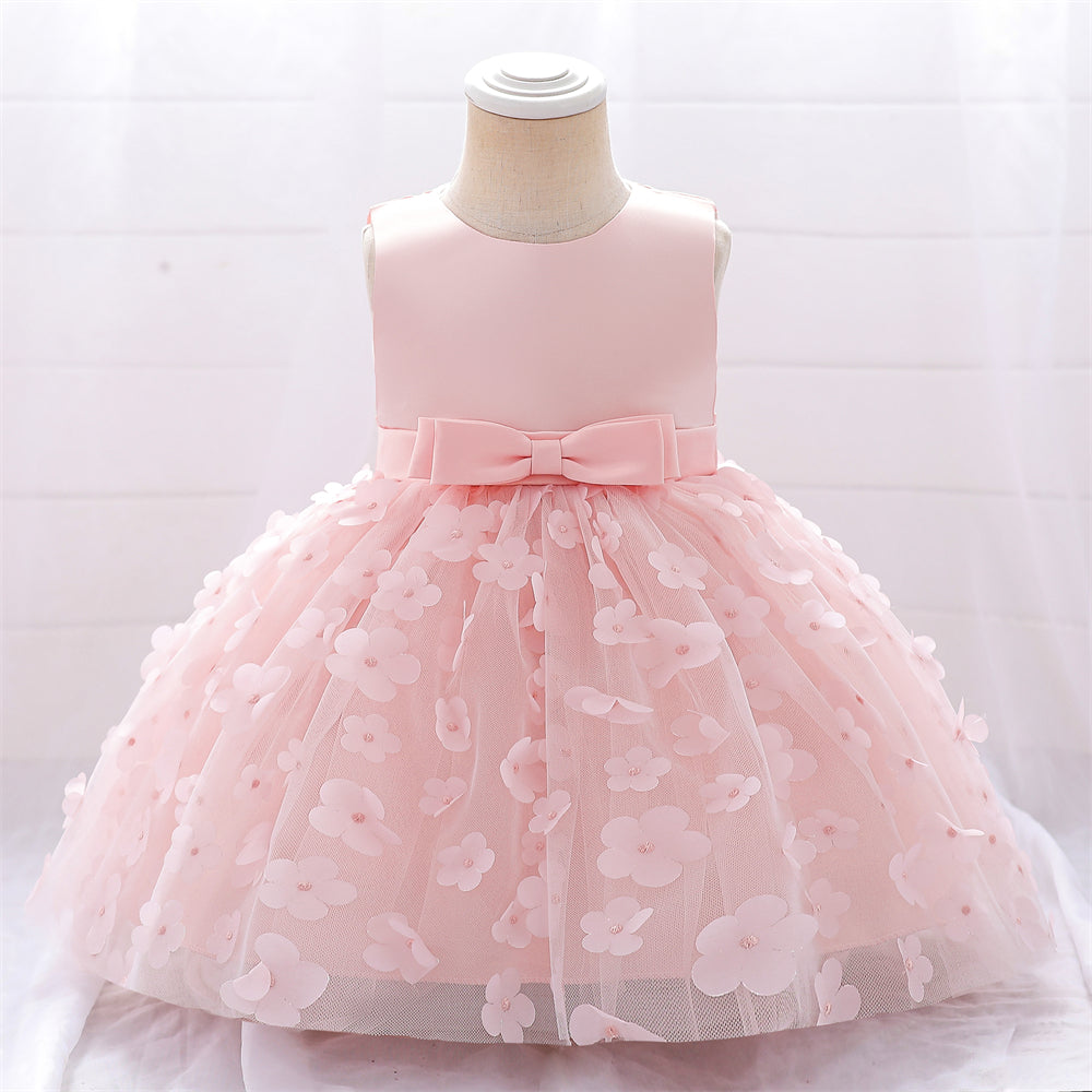 Vestido Rosa floral, bosque encantado, mariposas