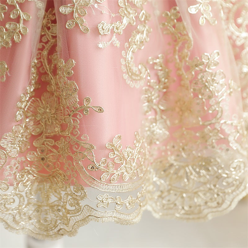 Vestido Rosa con Dorado Elegante