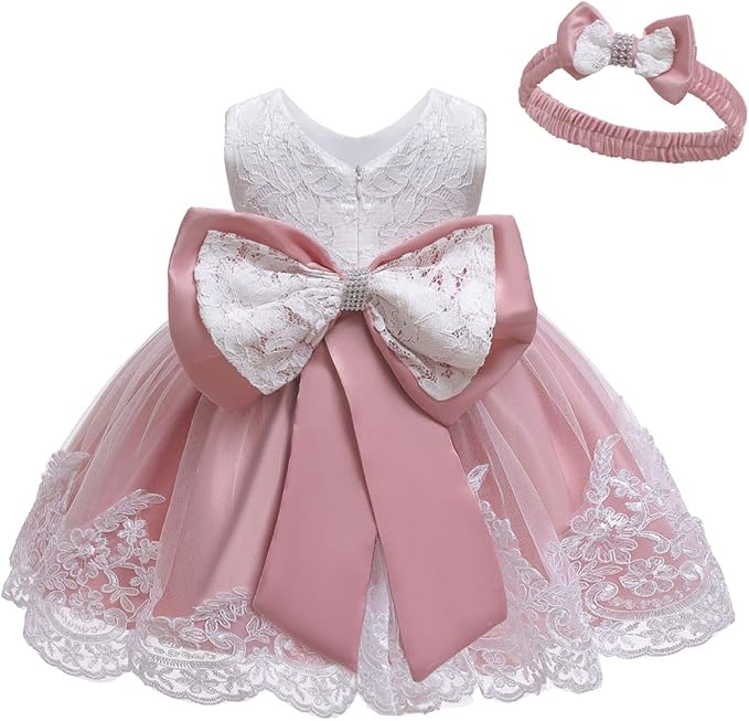 Vestido Rosa Vieja con Blanco