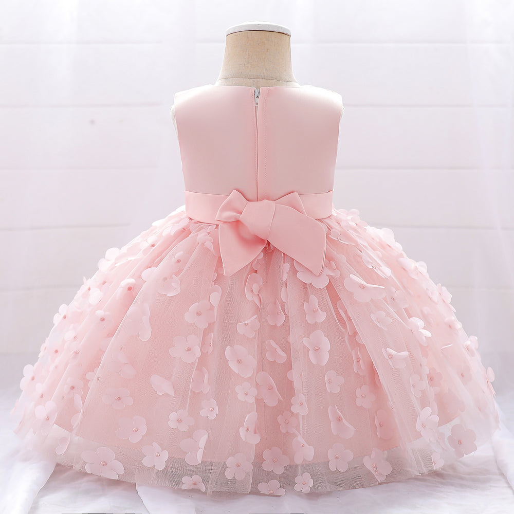 Vestido Rosa floral, bosque encantado, mariposas
