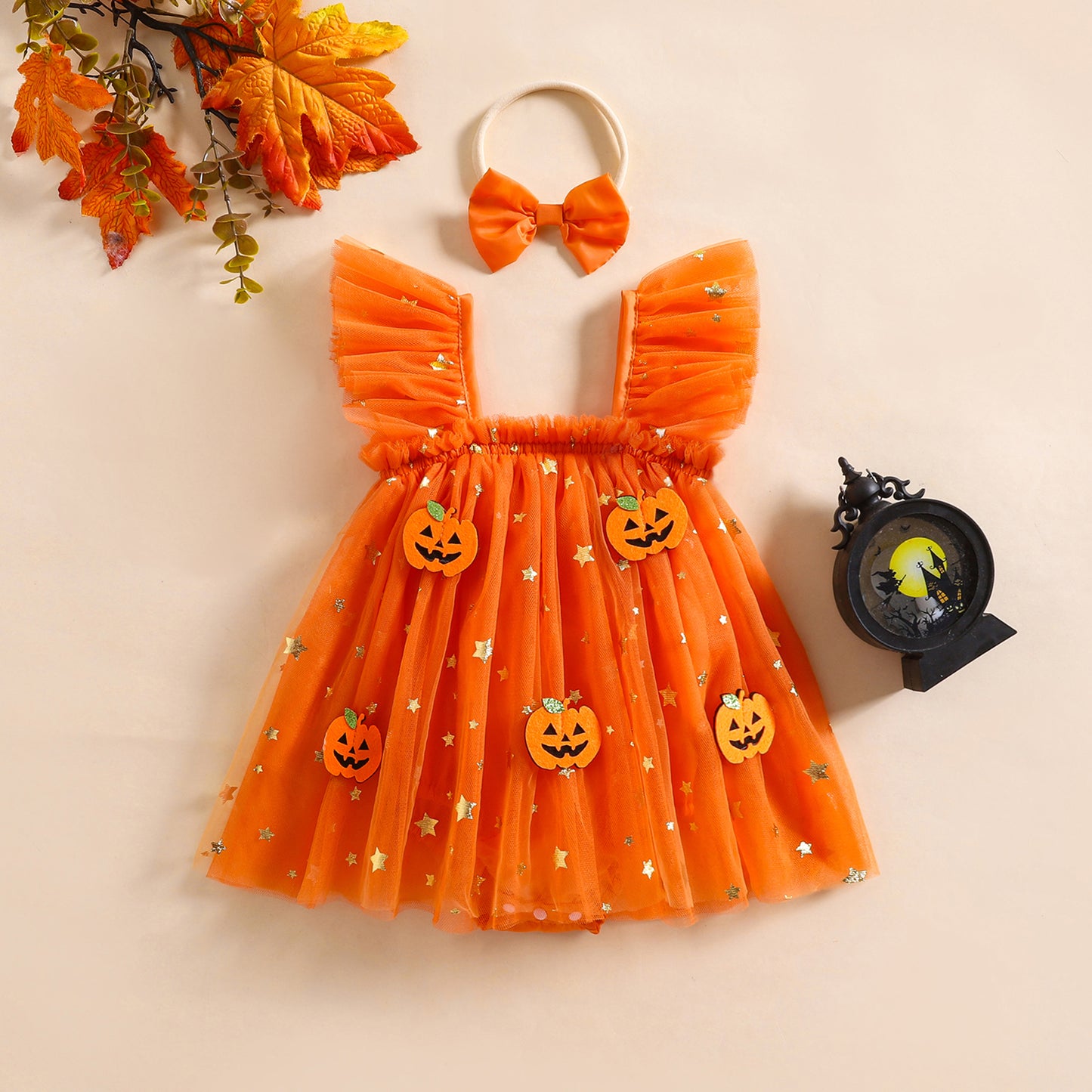 Vestibody más vincha, naranja, calabaza, Halloween🎃 1335