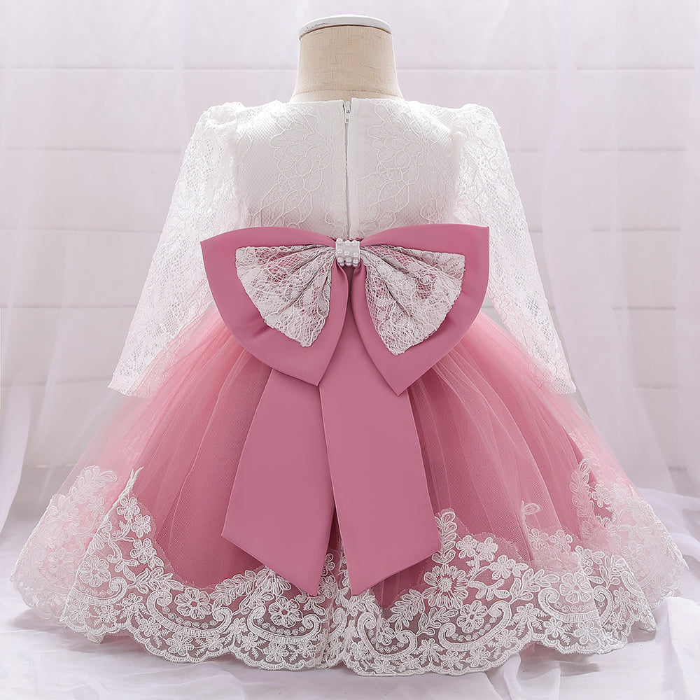 Vestido Rosa Vieja Mangas largas
