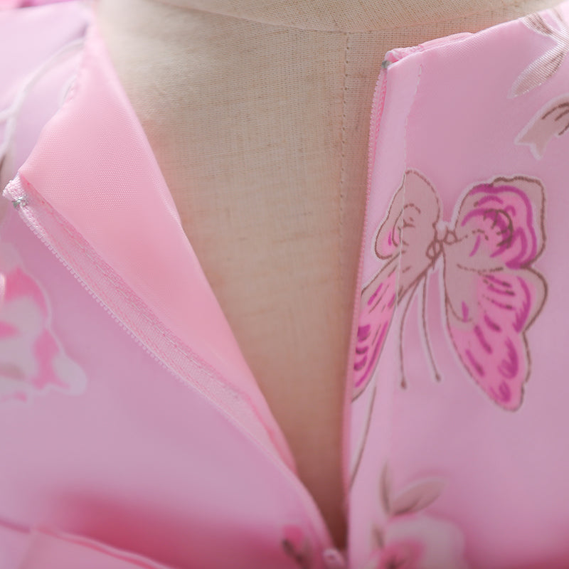 Vestido Mariposas Rosa Elegante