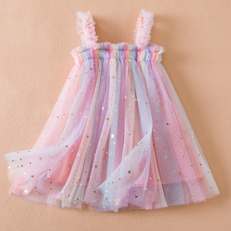 Vestido arcoiris, estrellas, Brillos, unicornio, lluvia de amor 1673