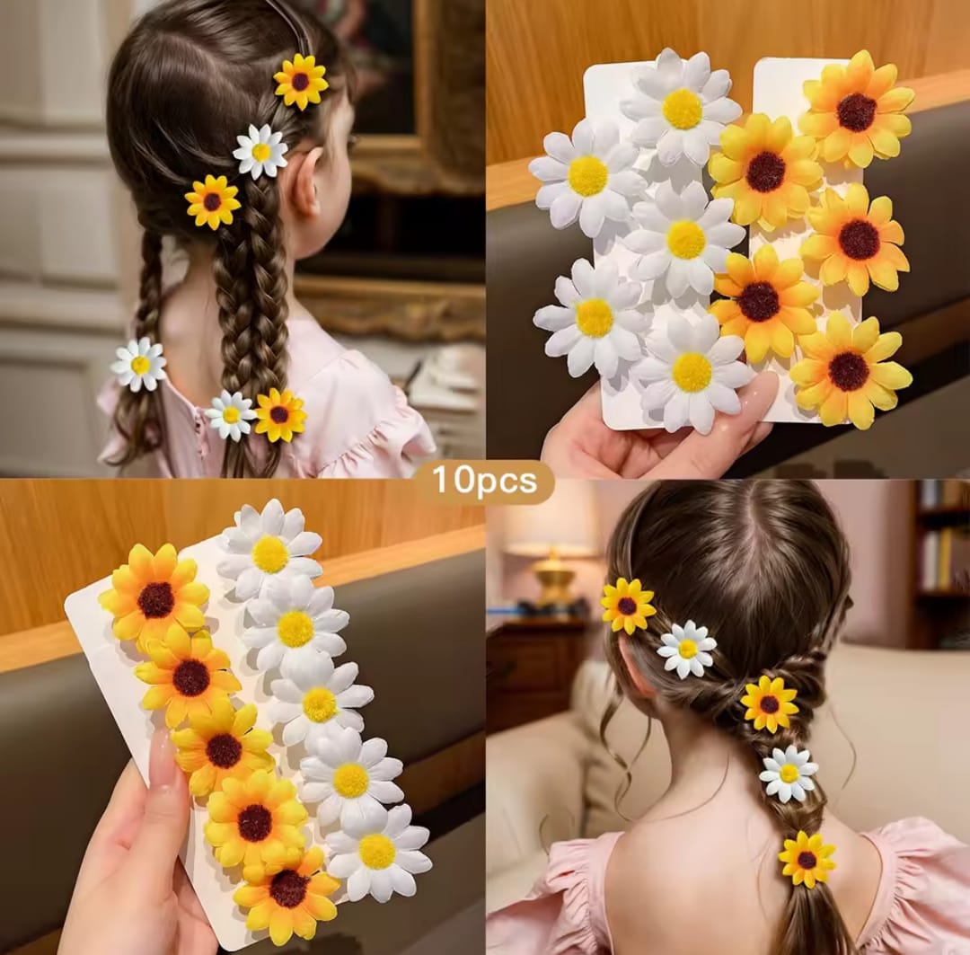 Accesorios, hebillitas, girasoles, Amarillo, blanco