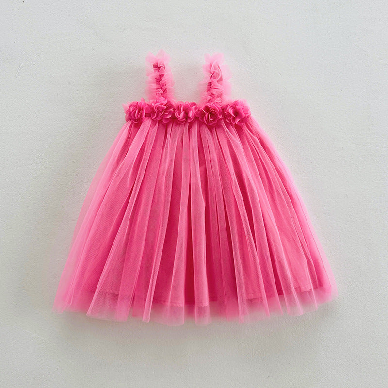 Vestido Fucsia, Flores, tull🌸 1194