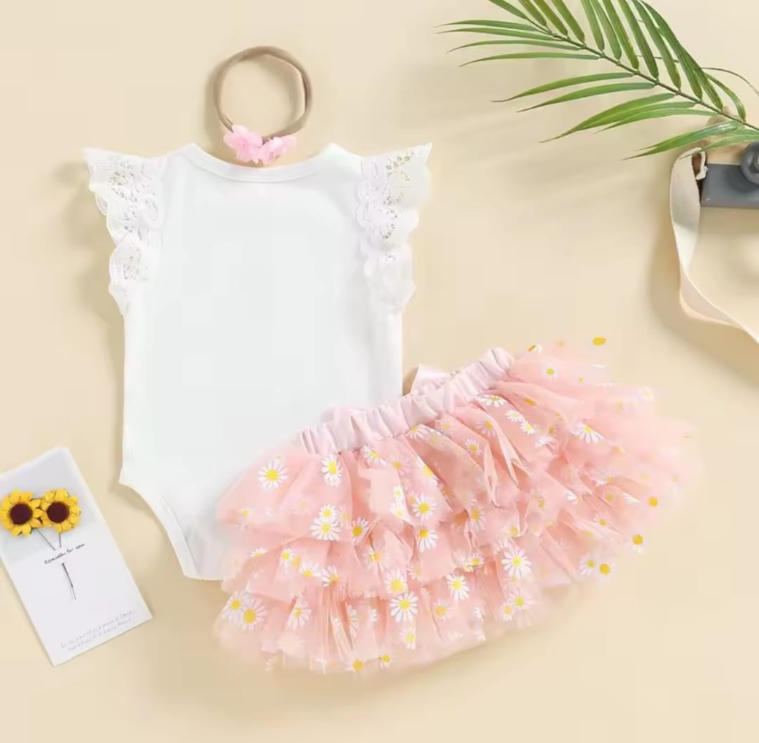 Conjunto Body más tutu y vincha, margaritas🌸1426