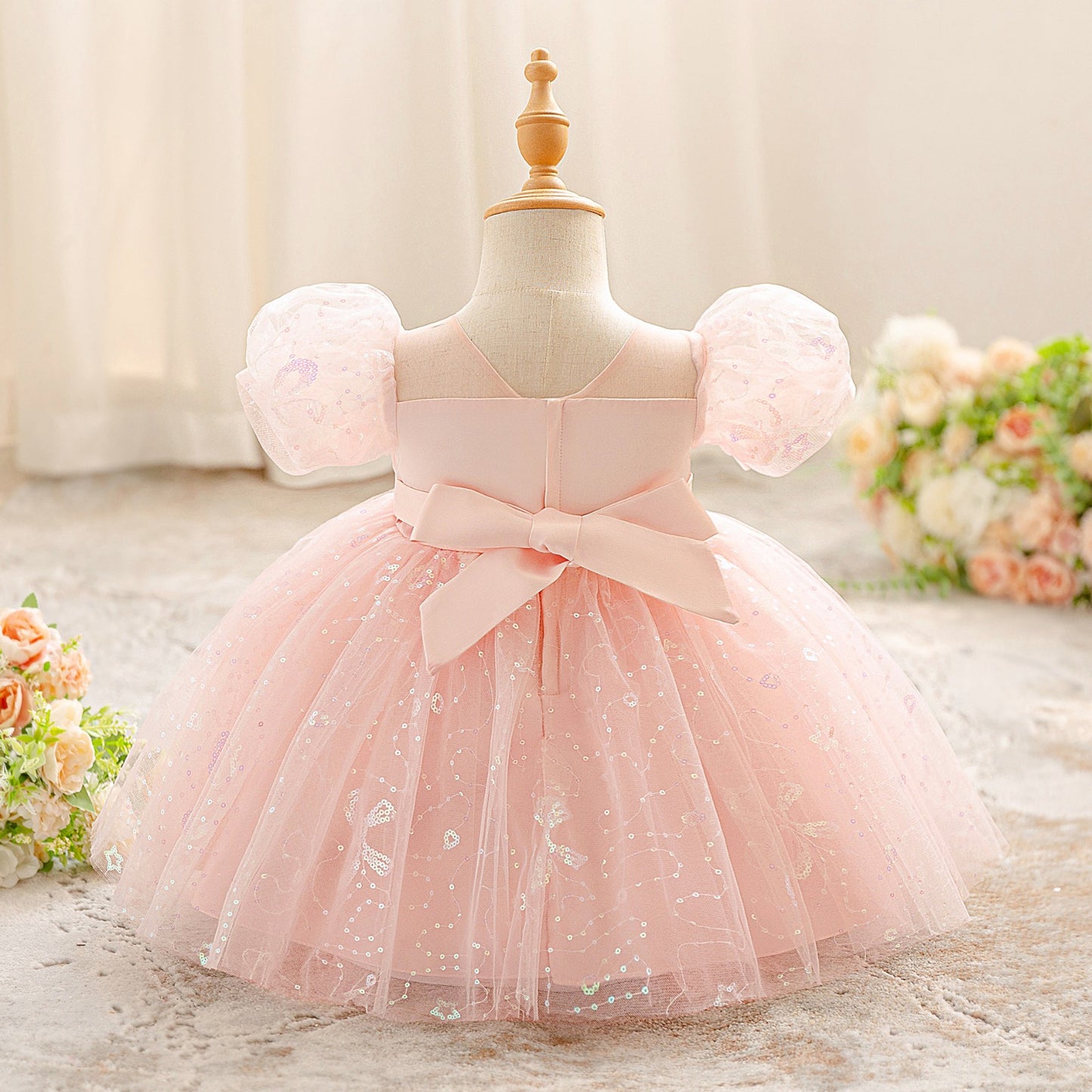 Vestido Rosa manga princesa👑2043