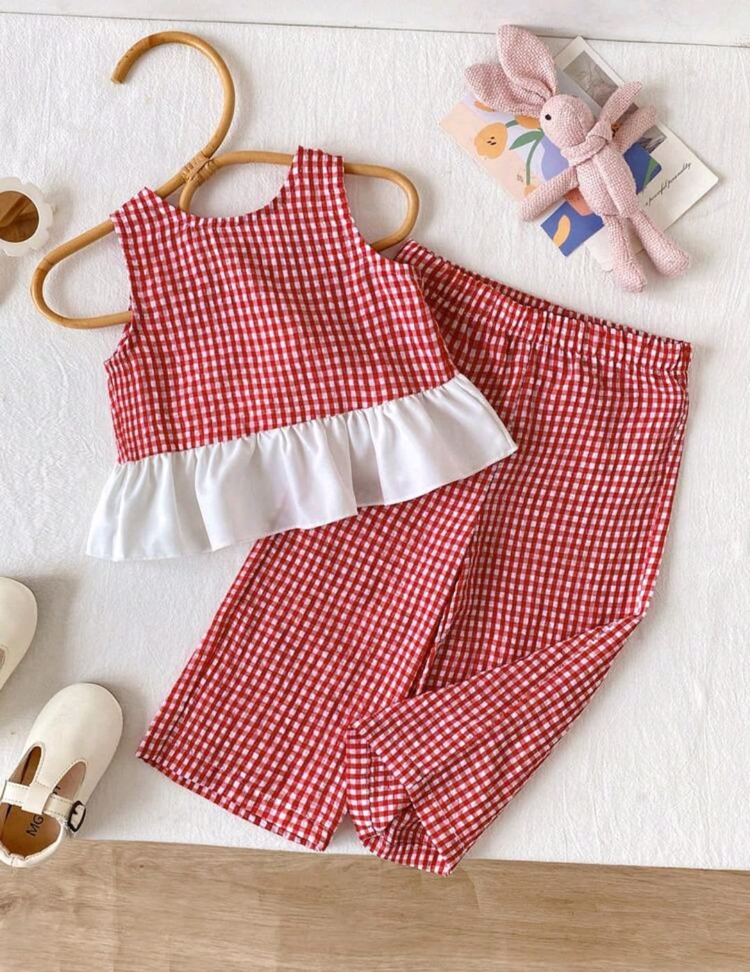 Conjunto blusita más pantalón cuadrille rojo, blusa ❤️✨ 3348