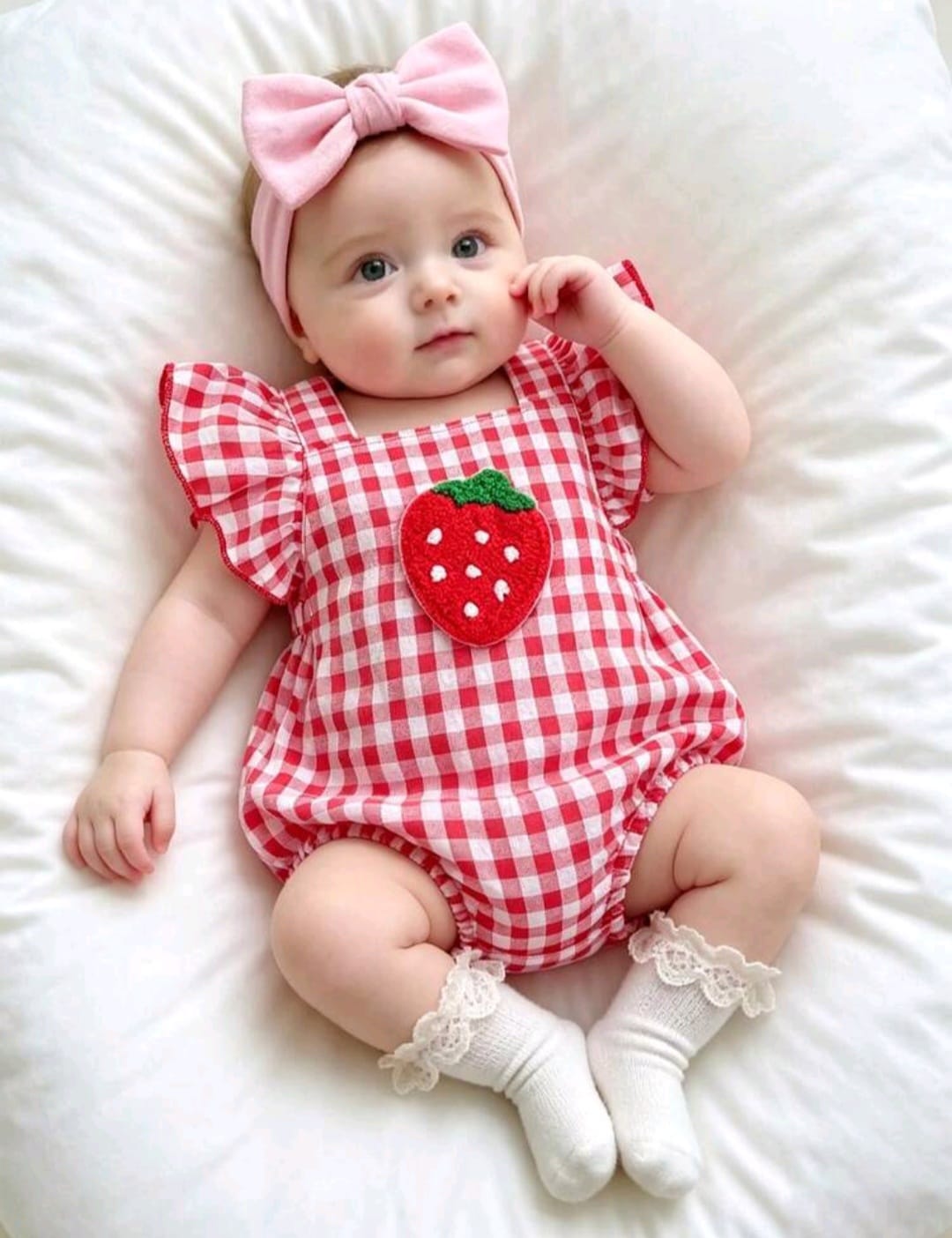 Body rojo con detalle de frutilla, Frutillita, cuadrillé ❤️🍓 3408