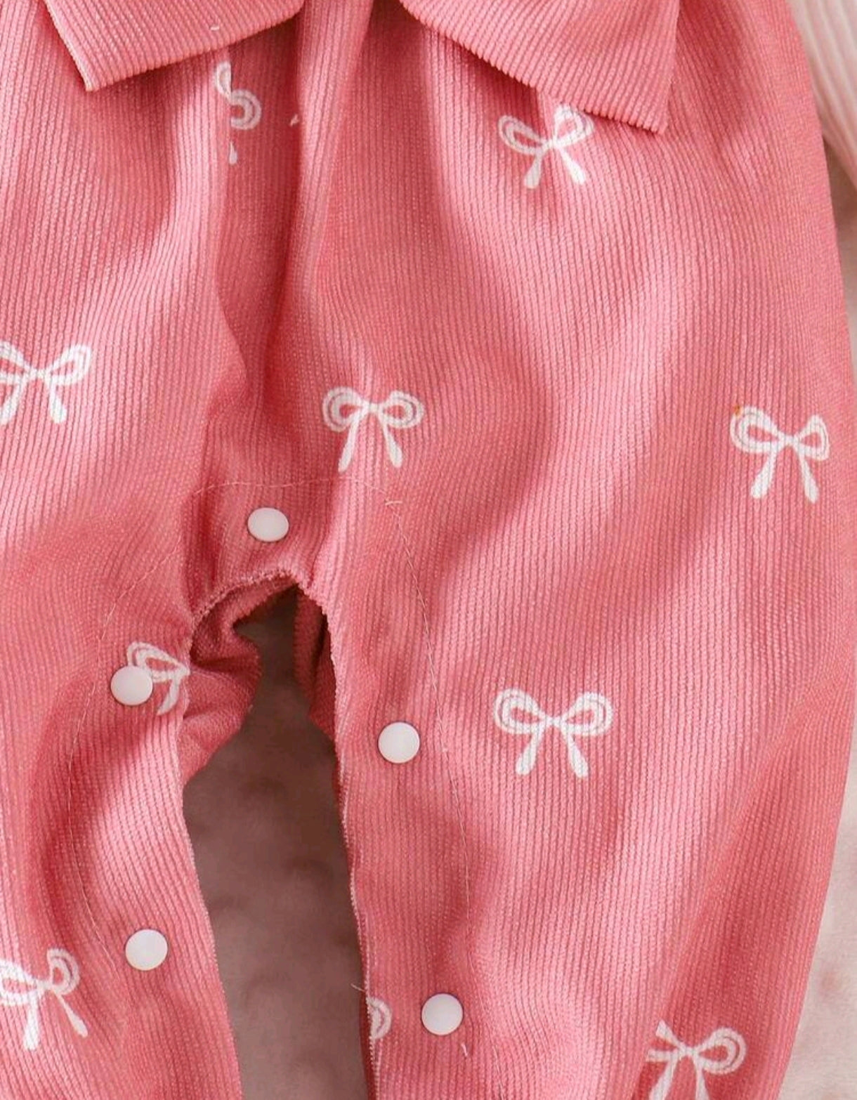 Jardinerita Mangas largas rosa, con detalles de moño, jardinera 🎀🩷 3215