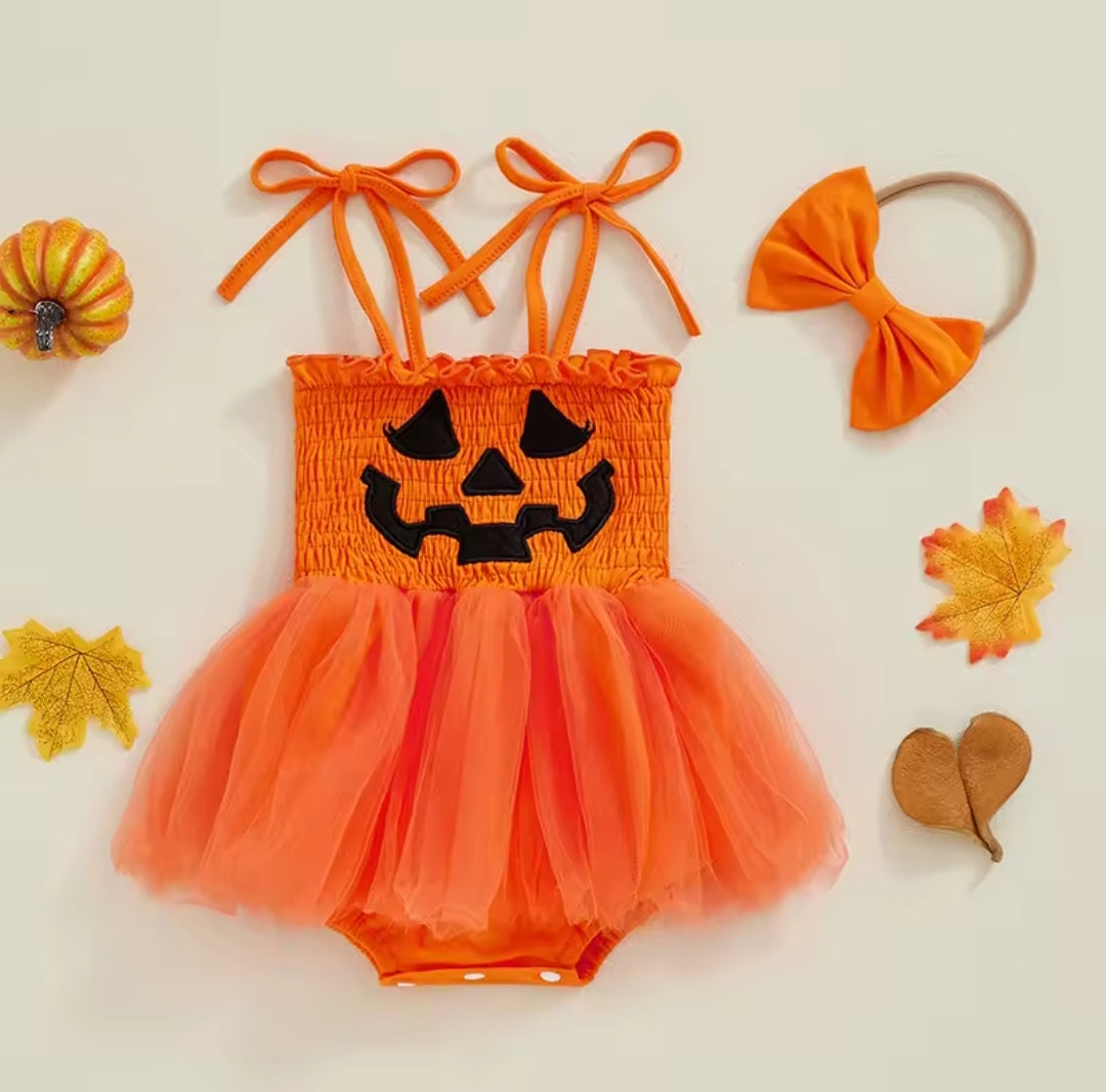 Vestibody naranja más vincha,calabaza, Halloween🎃1334