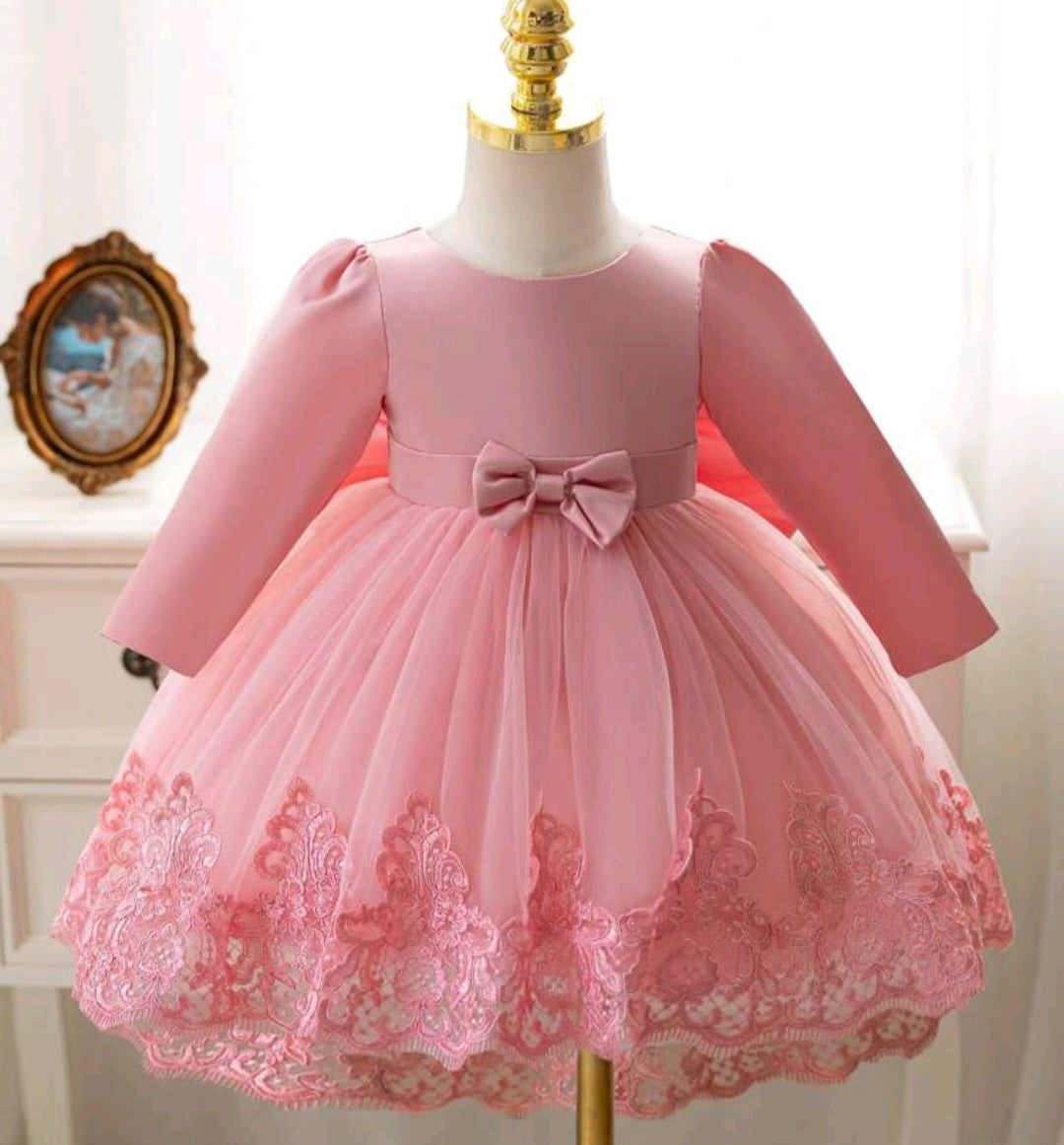 Vestido Rosa Vieja Mangas largas