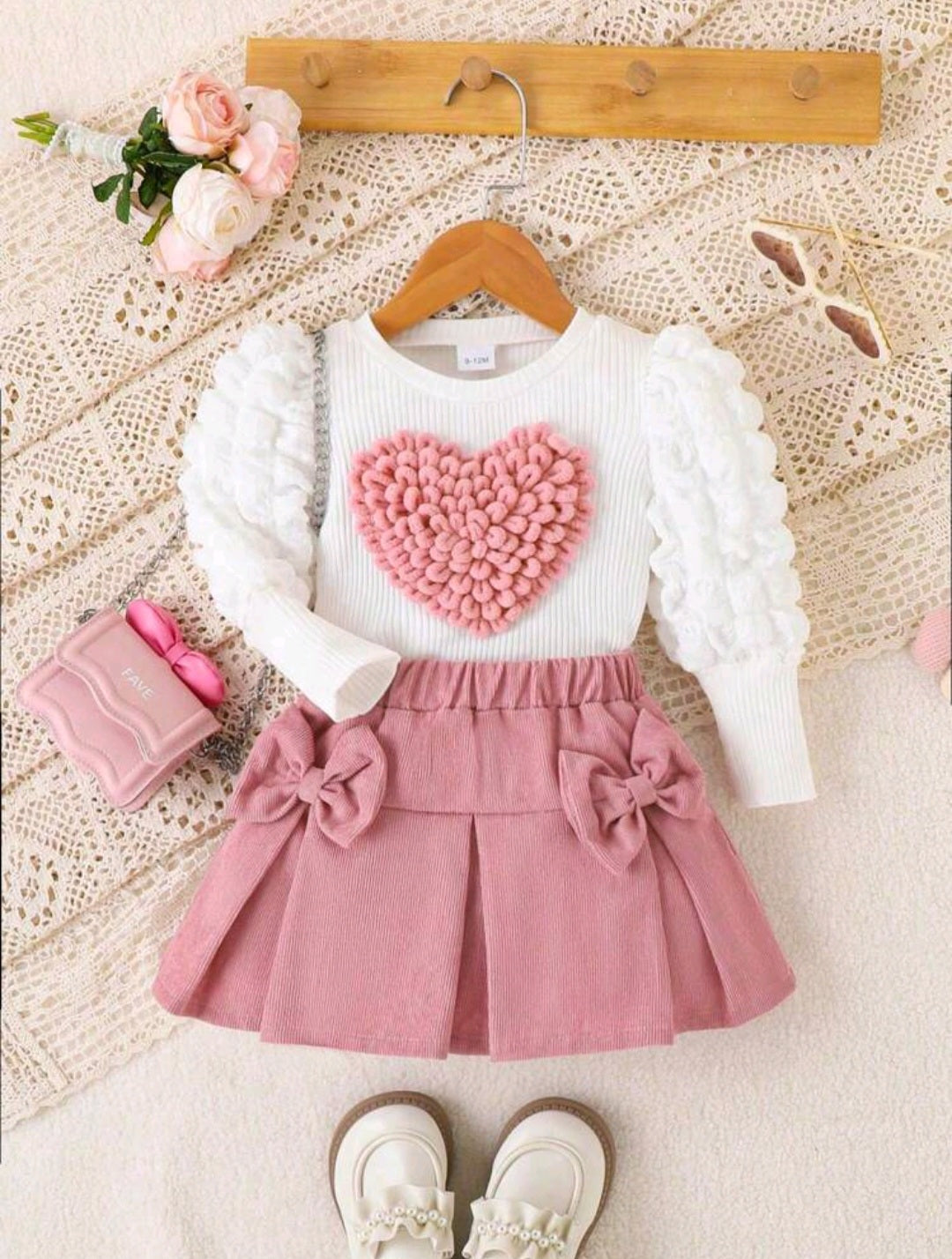 Conjunto 2pcs mangas largas más pollera, falda