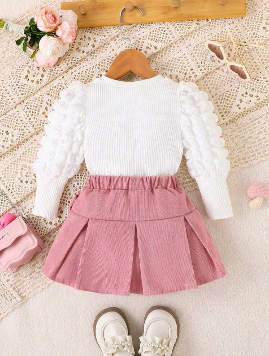 Conjunto 2pcs mangas largas más pollera, falda