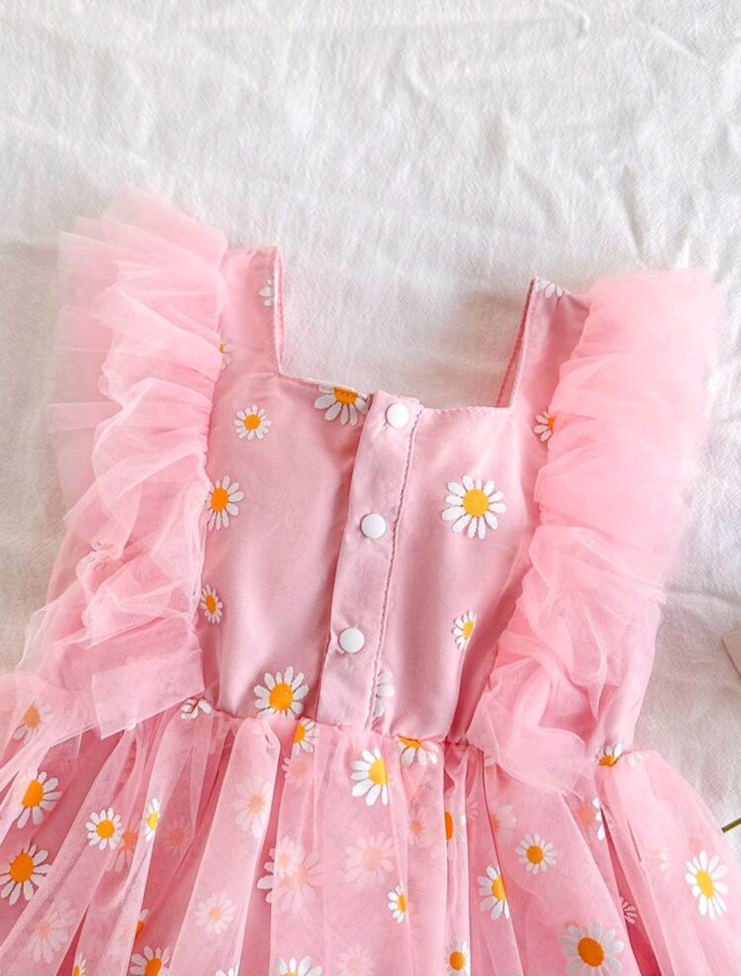 Vestido Rosa con margaritas, sesión precumple, cumpleaños