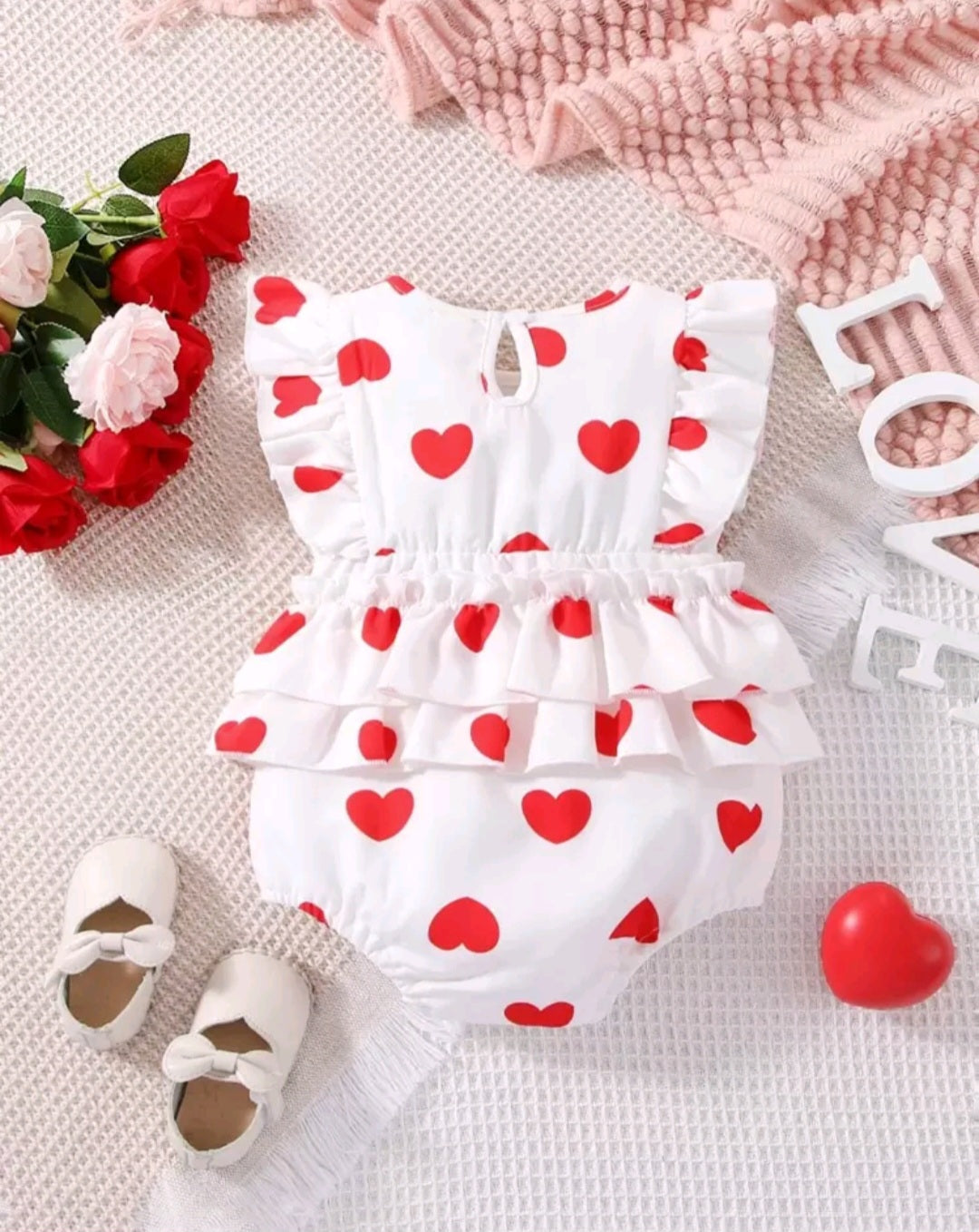 Body blanco con corazones, San Valentin, enamorados, rojo