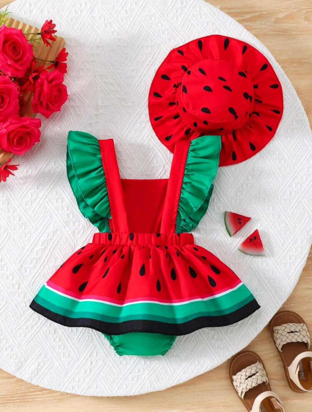 Conjunto vestibody más sombrerito sandía🍉