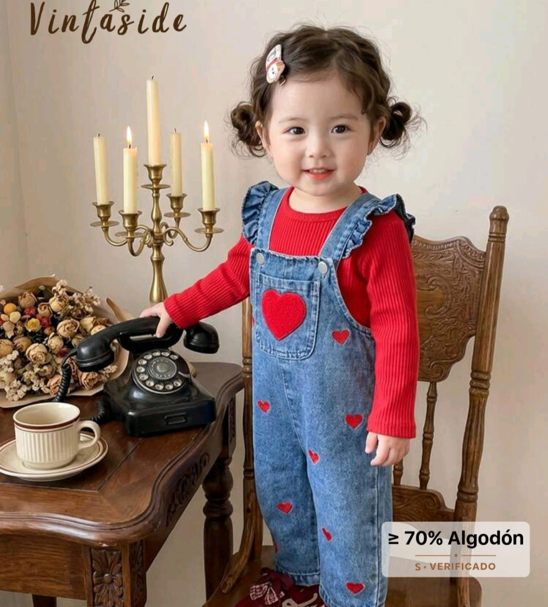 Jardinerita de Jeans con corazones ❤️♥️❣️1596