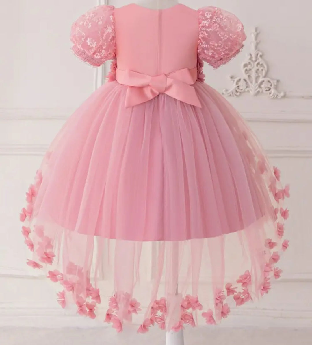 Vestido Rosa Vieja, manga princesa con cola👑2033RV