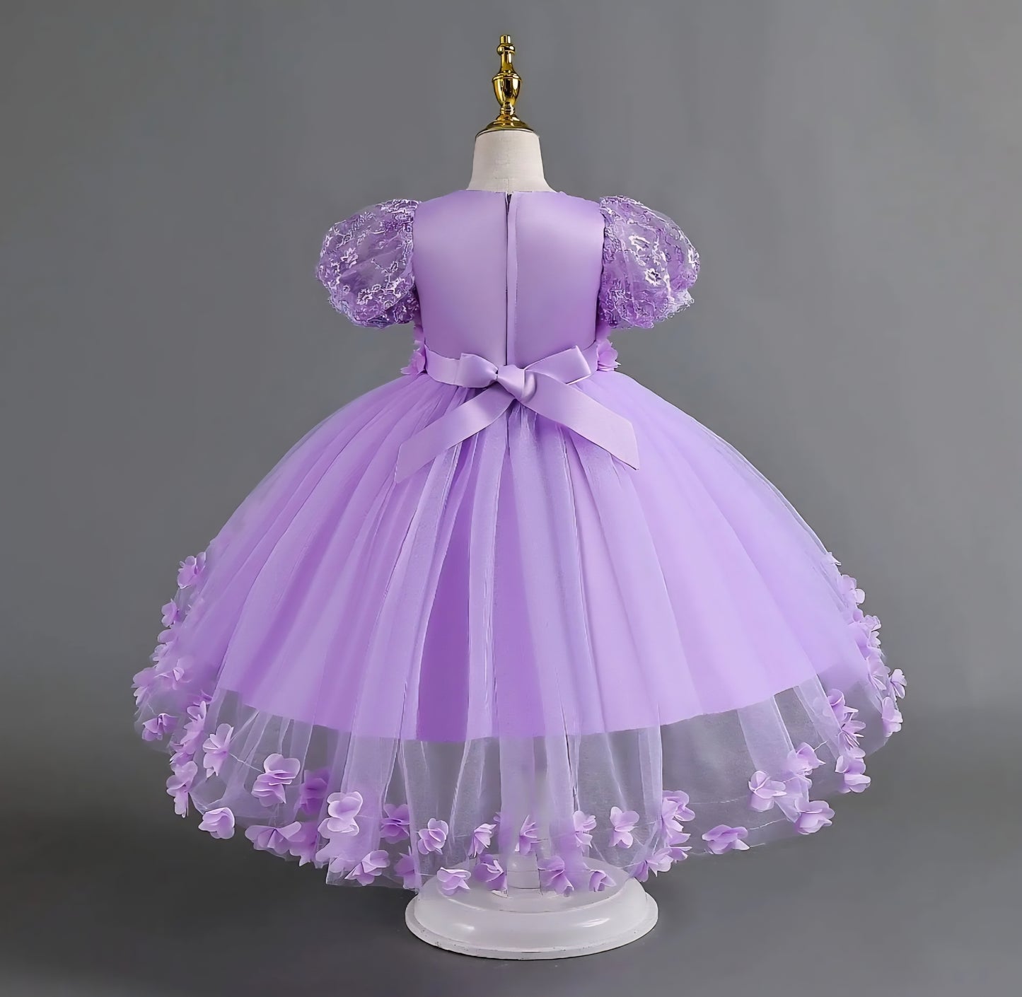 Vestido lila manga princesa con cola💟2033L