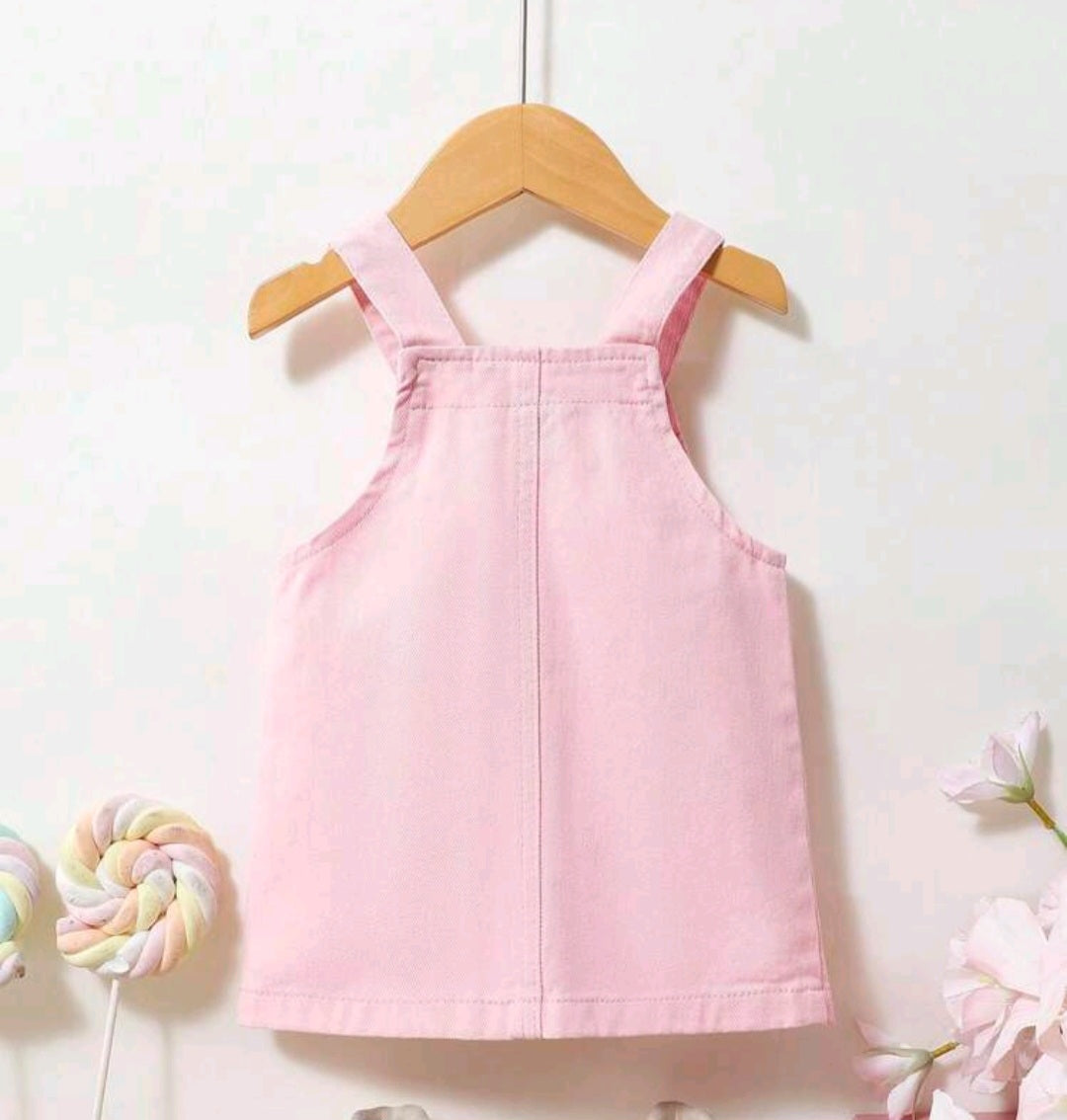 Jardinera de jeans rosa con diseño de flores🌸2620