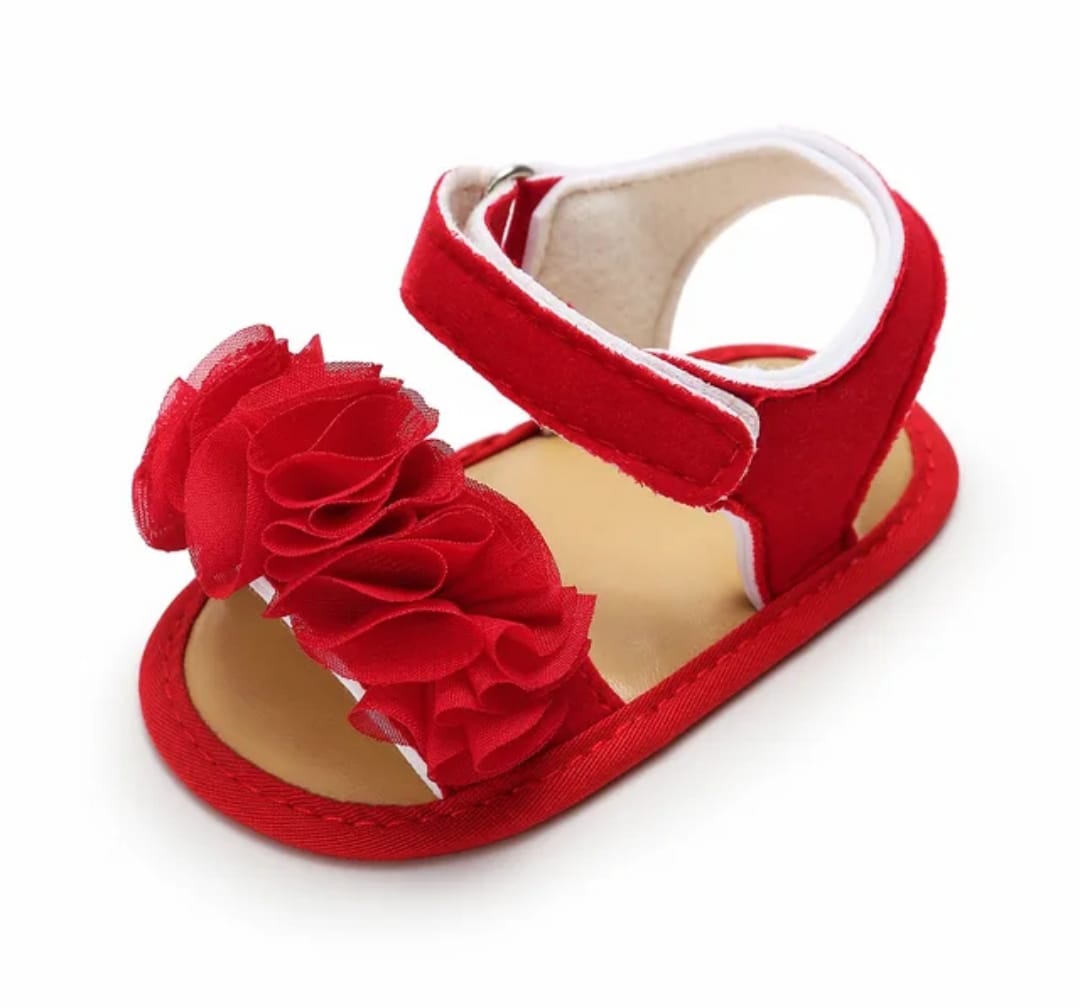Sandalia roja de tela, rosas🌹❤️1165