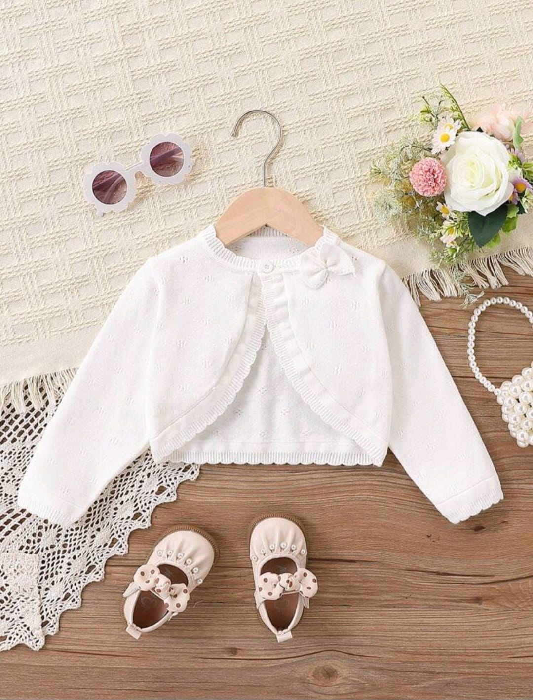 Bolero blanco,abrigo de hilo, bautismo🤍🤍1225