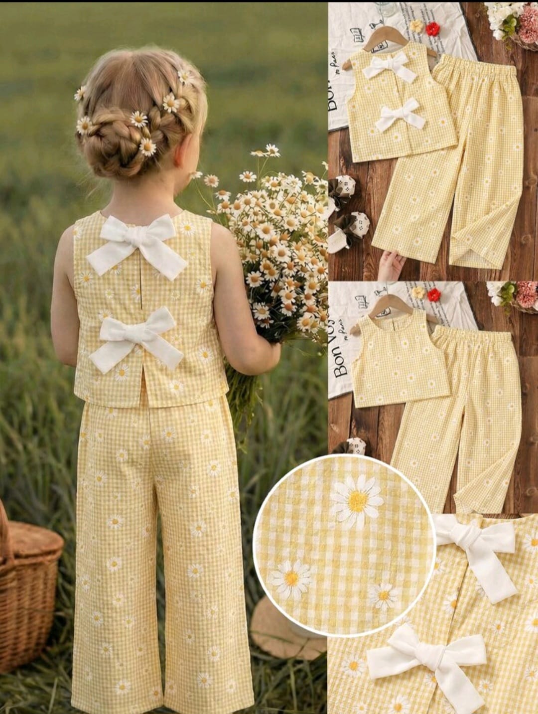 Conjunto blusa más pantalón amarillo, margaritas 🌼 3591