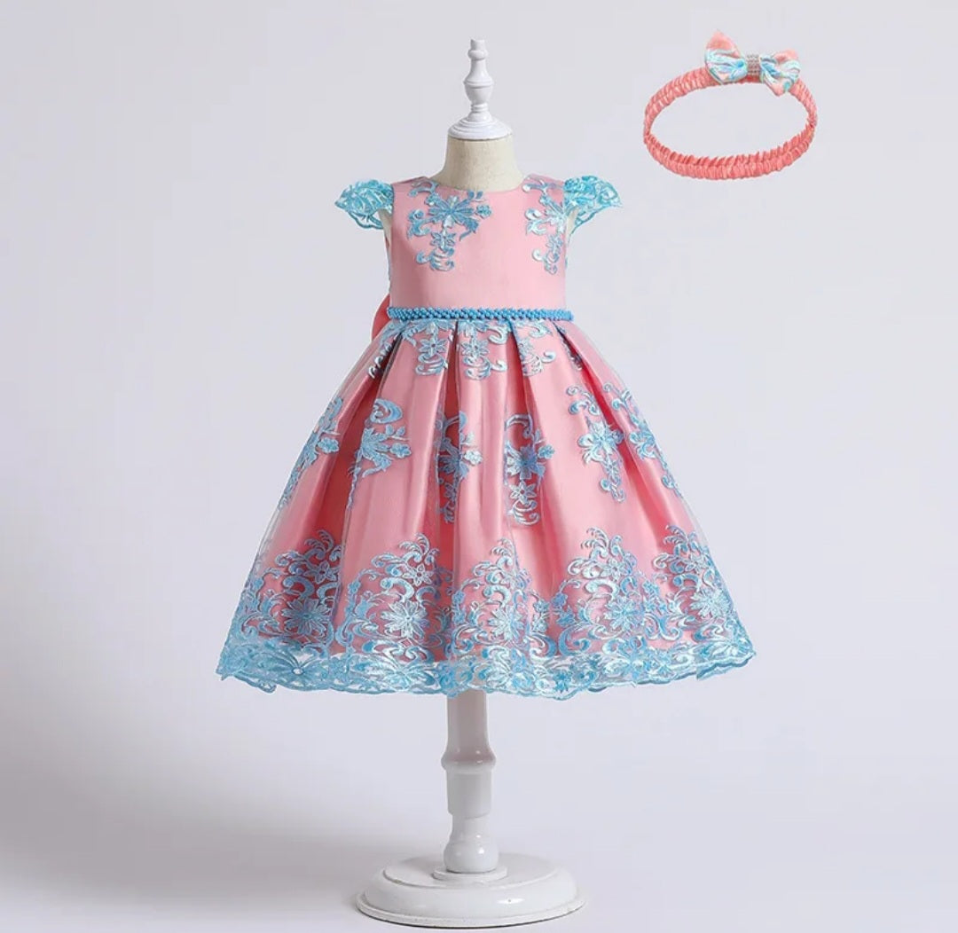 Vestido Rosa con celeste, sirenita 1687