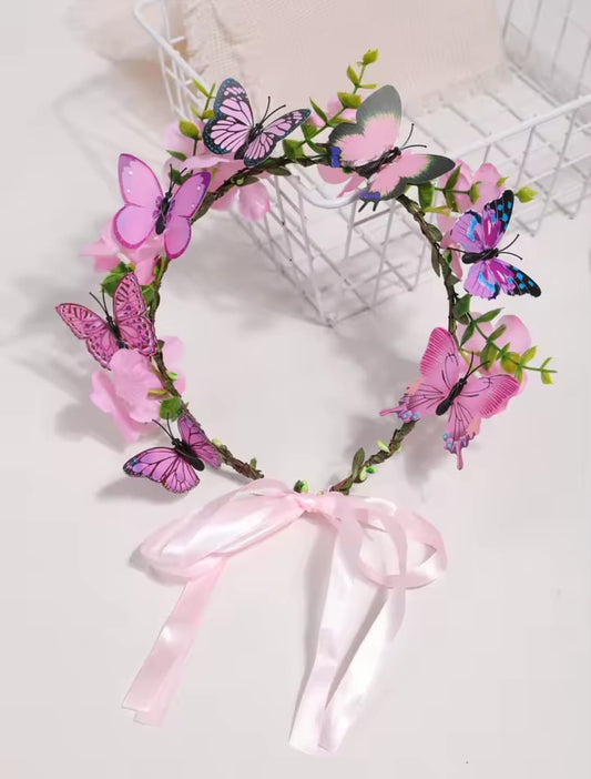 Corona, Tocado, mariposas, flores, bosque encantado 💗🦋1293