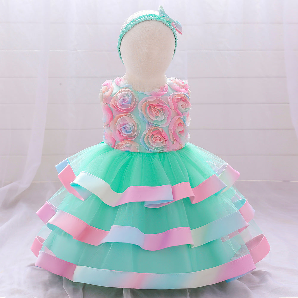 Promo‼️Vestido Verde Agua, Arcoíris, sirena