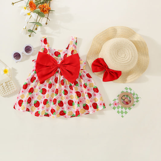 Vestido más sombrerito, rojo, frutilla🍓👒1206